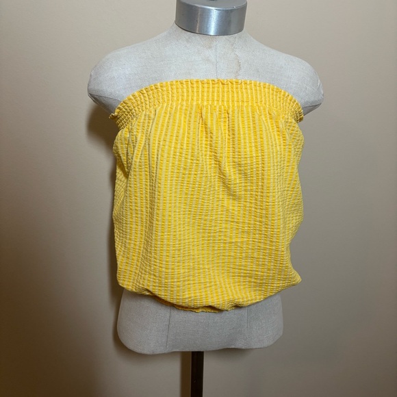 Anthropologie Yellow Strapless Blouse - Picture 3 of 7